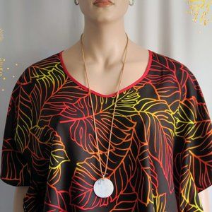 Hawaiian Ferns Polynesian Clothing Butterfly Tunic Blood Orange Red